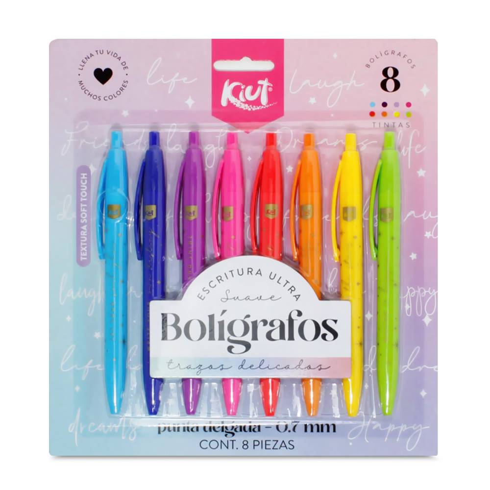 BOLIGRAFO KIUT  X8 COLORES SUR