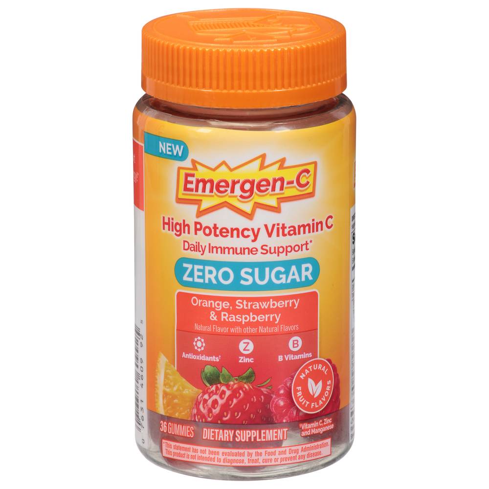 Emergen-C High Potency Vitamin C 250 mg Gummies (36 ct)(orange- strawberry-raspberry)