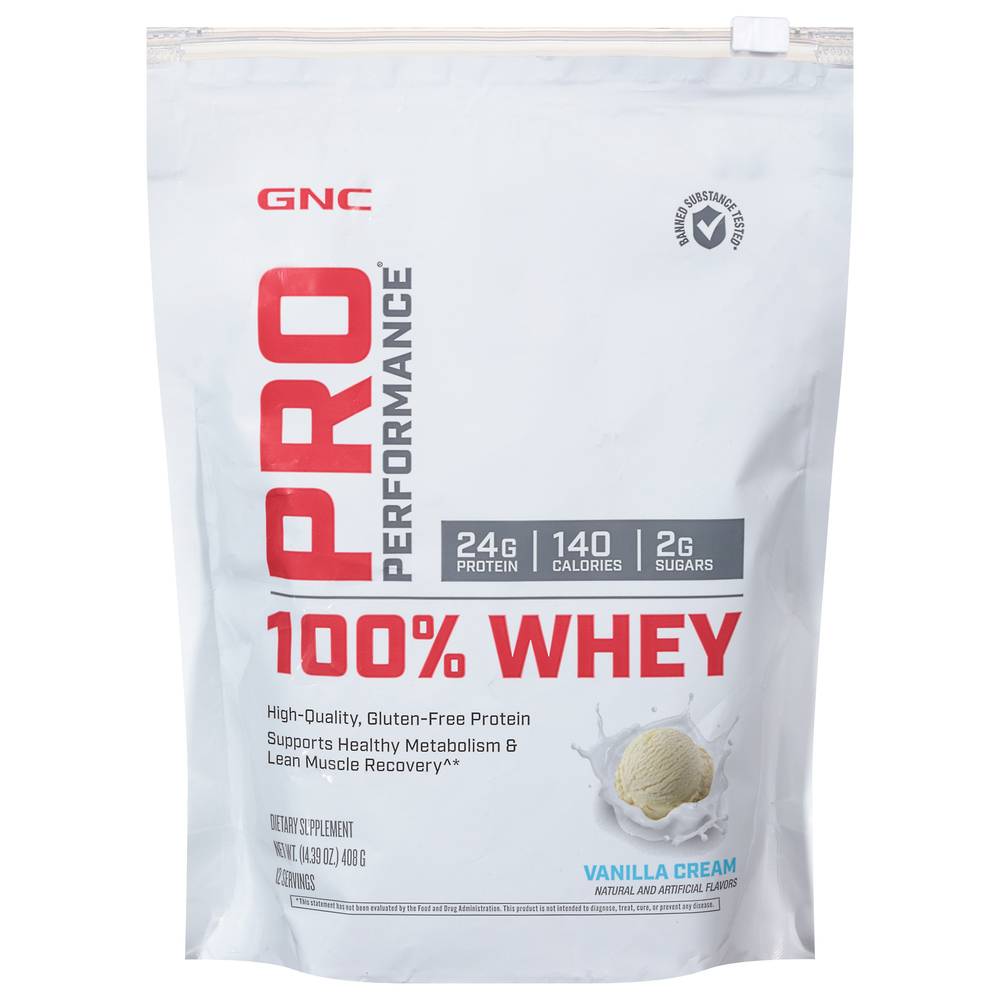 GNC Pro Performance Vanilla Cream 100% Whey Protein (14.4 oz)