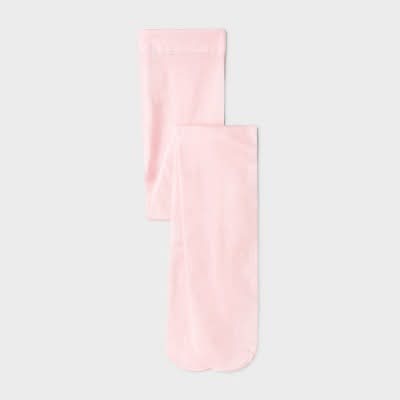 Girls' Dance Footed Tights - Cat & Jack™ Light Pink S: Nylon Spandex Blend, Closed Toe, Knit Construction