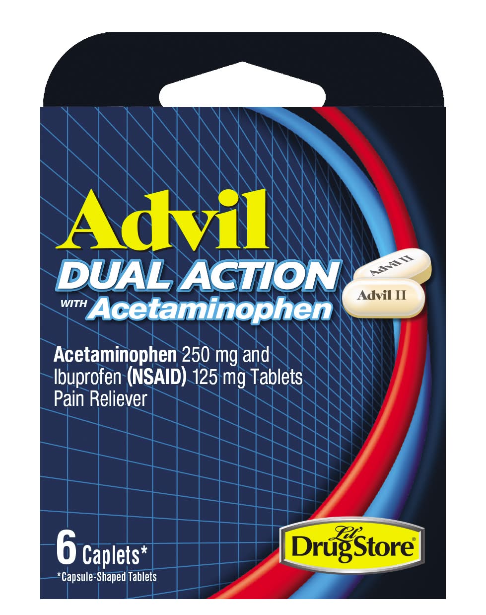 Advil Lil Drug Store Dual Action Pain Reliver Caplets (6 ct)