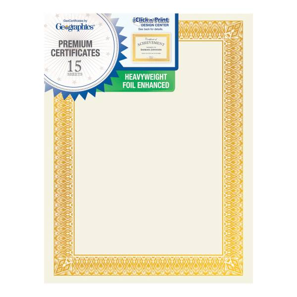 Geographics Rome Awards & Recognition Certificate (15 ct) (ivory-gold)