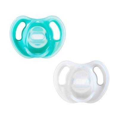 Tommee Tippee Ultra Light Silicone Pacifier 6-18 Months (2 ct) (white - green)