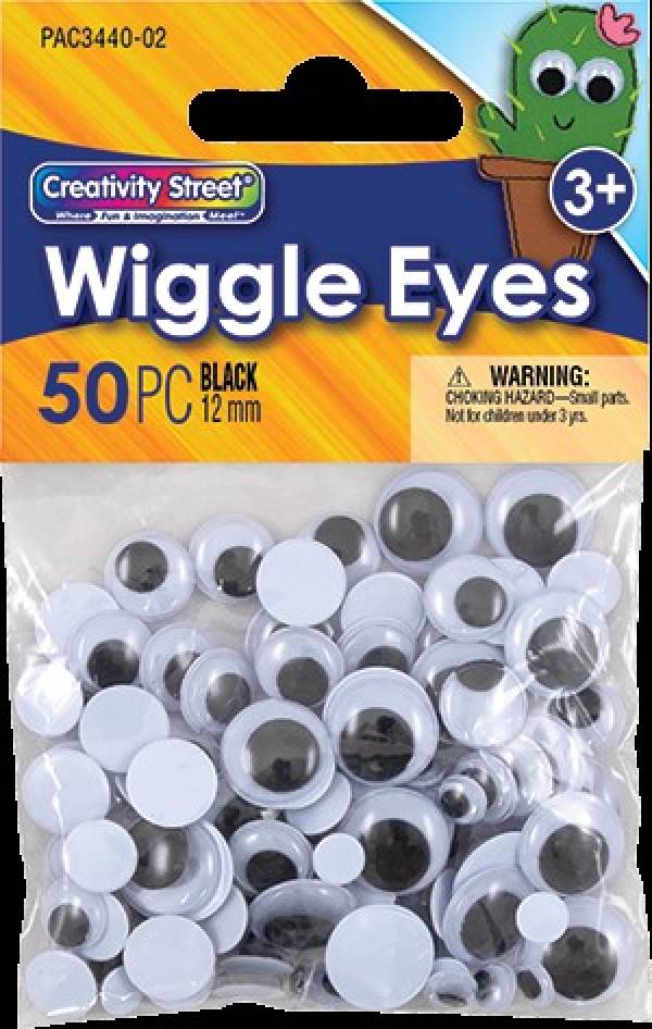 Creativity Street Wiggle Eyes, Black, 12 mm