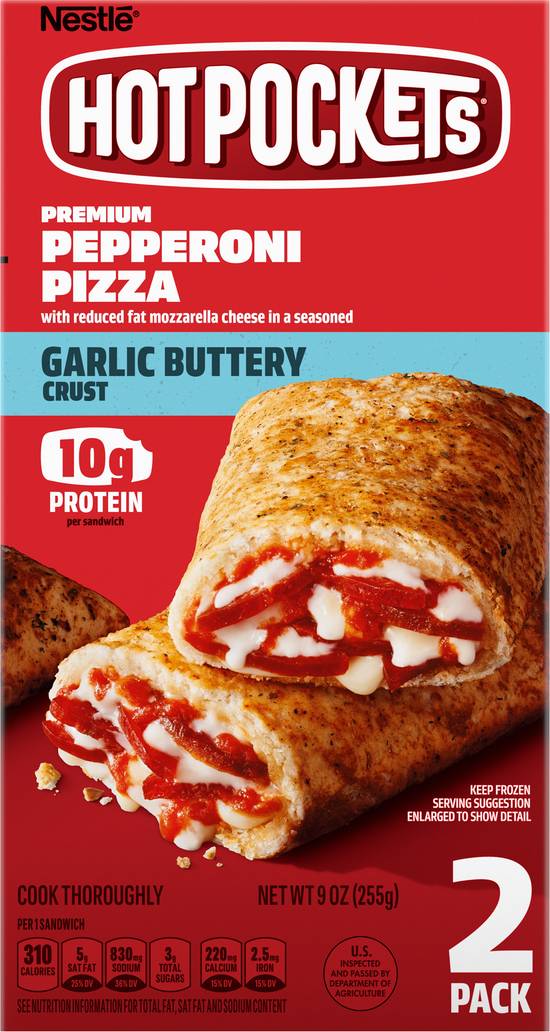 Hot Pockets Garlic Buttery Crust Pepperoni Pizza Sandwiches, (2 ct)