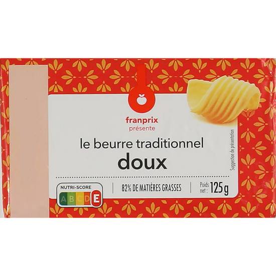 Beurre plaquette doux franprix 125g