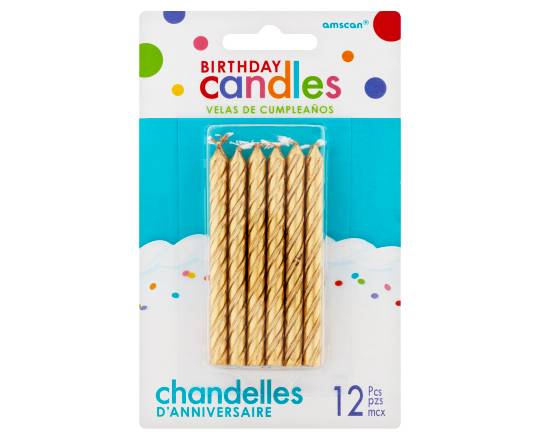 Amscan Large Spital Candles - Gold (unit)