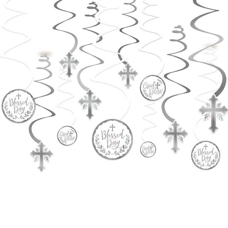 Party City Holy Day Swirl Decorations (silver cross)