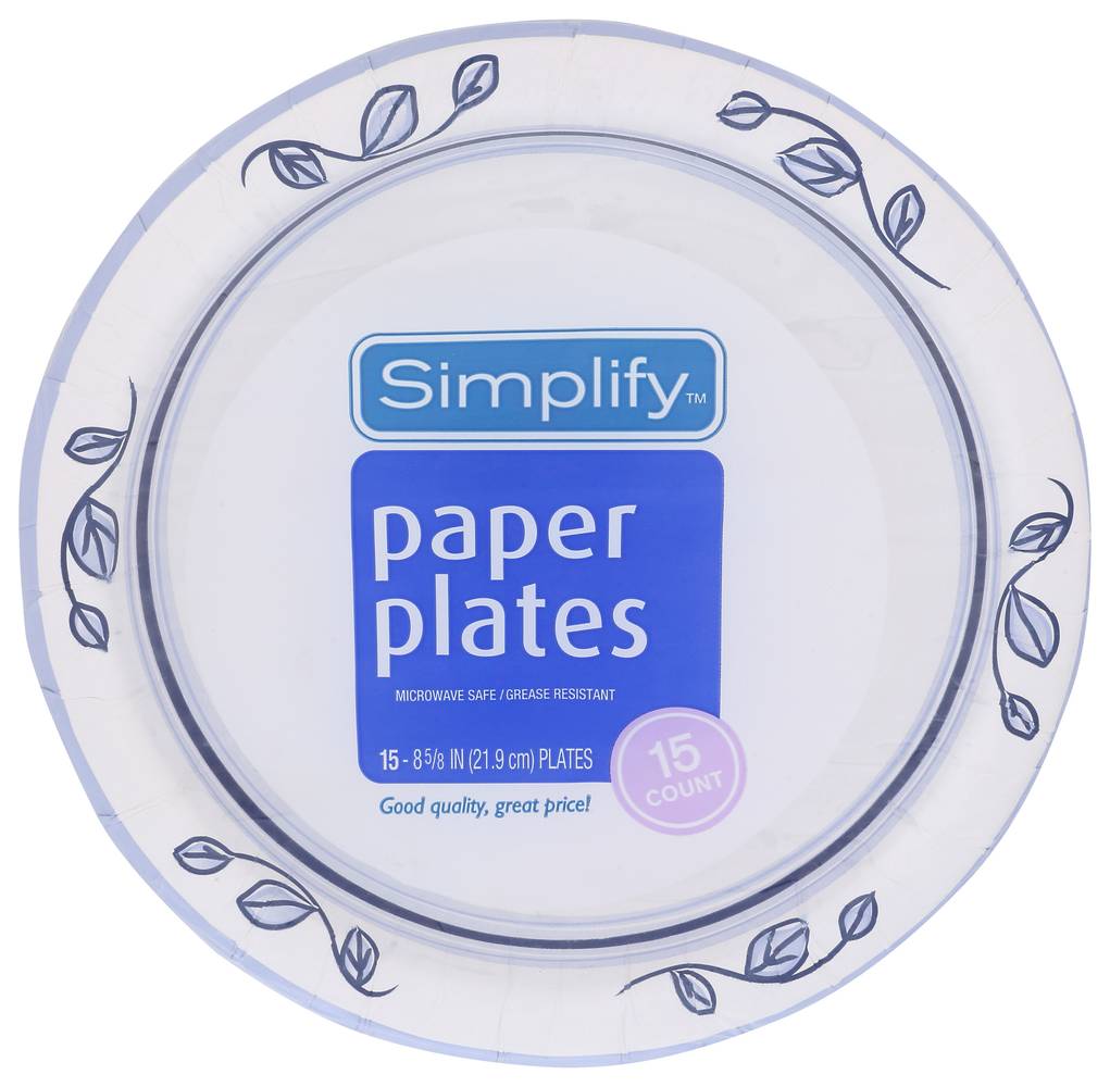 Simplify Paper Plates, 8 5/8 In - 17 Ct