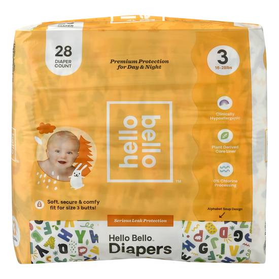 Hello Bello Alphabet Soup Print Size 3 Diapers (28 ct)