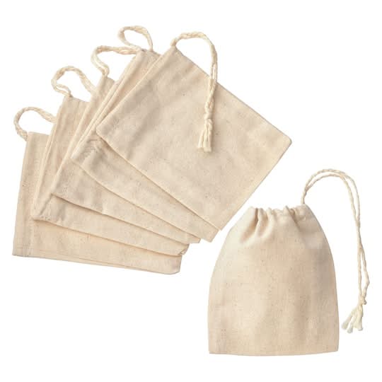 Celebrate It Occasions Muslin Favor Bag, 3x4 in, Beige (12 pack)