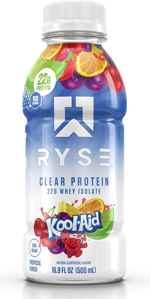 Ryse Clear Whey Protein Isolate Kool-Aid, Tropical Punch (16.9 fl oz)