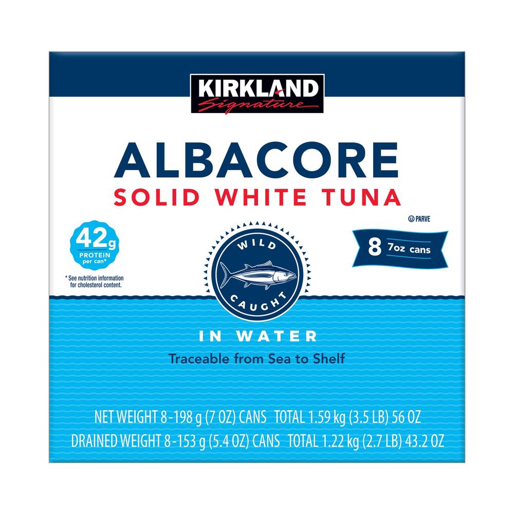 Kirkland Signature, Albacore Solid White Tuna in Water, 7 oz, 8-Count