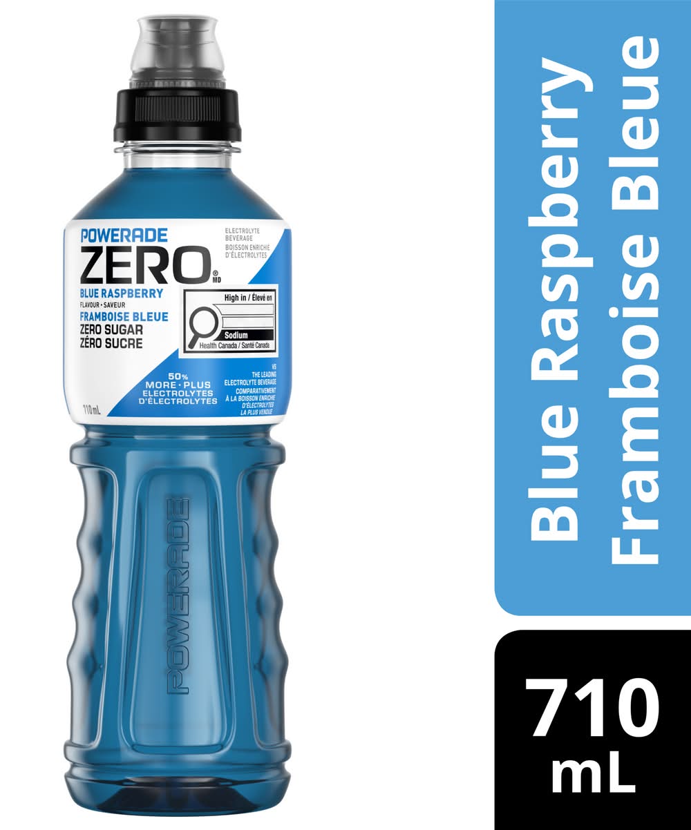 Powerade Zero Sugar Sports Drink, Blue Raspberry (710 ml)