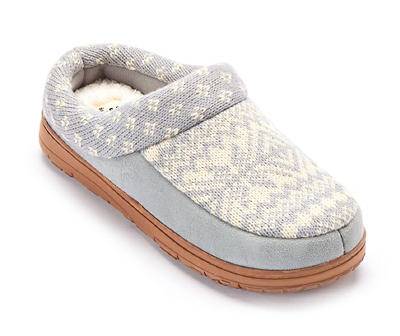 Dearfoams Sleet Fair Isle Clog Slippers, Female, X-Large, Gray