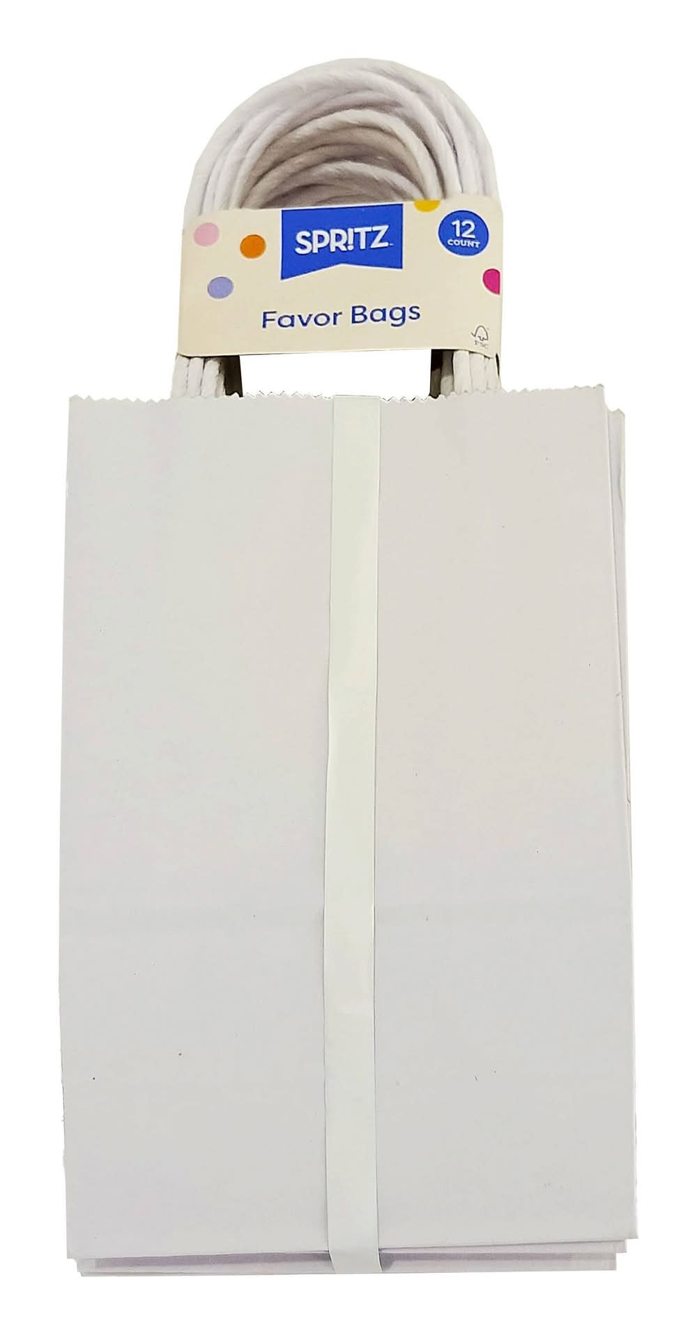 Spritz Party Favor & Goodie Junior Tote Gift Bags, 8.375x5.25x3.25 in, White (12 ct)