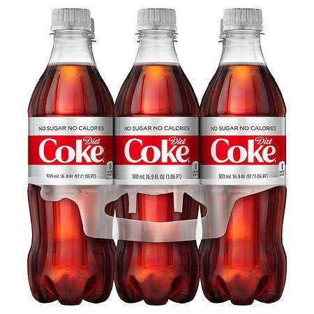 Diet Coke Soda Bottles (6 ct, 16.9 fl oz)