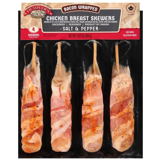 Hempler's Bacon Wrapped Salt & Pepper Chicken Breast Skewers (4 ct)