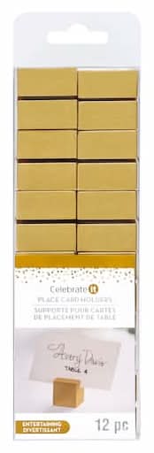 Celebrate It Block Place Card Holders, 1 in, Gold (12 ct)
