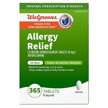 Walgreens Wal-Zyr 24 Hour Allergy Relief Cetirizine Hydrochloride Tablets