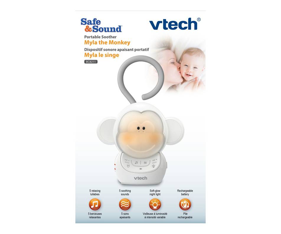 VTech bc8211 safe & sound dispositif sonore apaisant portatif myla le singe (bc8211) - vtech bc8211 safe & sound portable soother myla the monkey (bc8211)