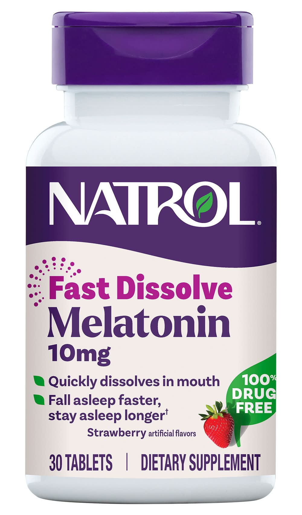 Natrol Tablets Sleep 10 mg Maximum Strength Strawberry Flavor Melatonin