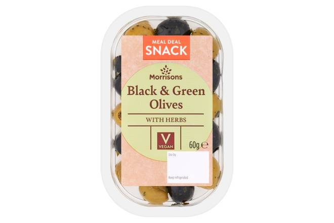 Morrisons Black & Green Olives With Herbs 60g