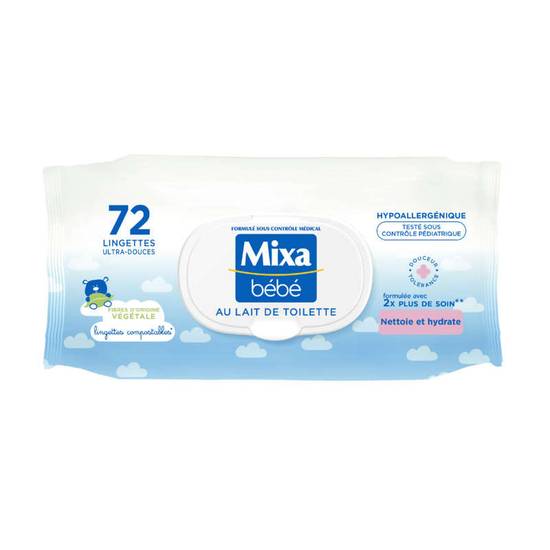 MIXA - Mixa Bébé Lingettes au Lait de Toilette - x 72 - x72