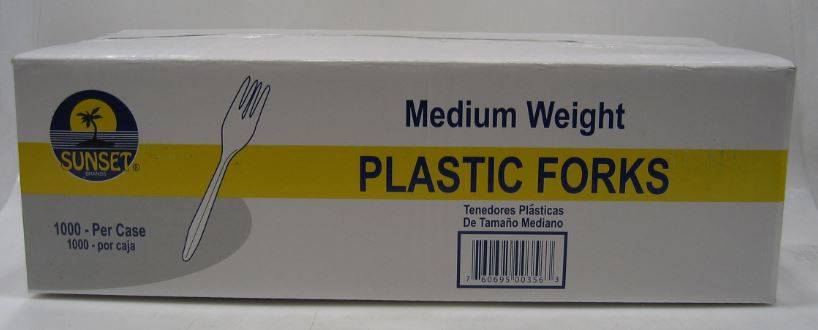 Sunset - White Medium Weight Plastic Forks - 1000 Ct (Case of 1)