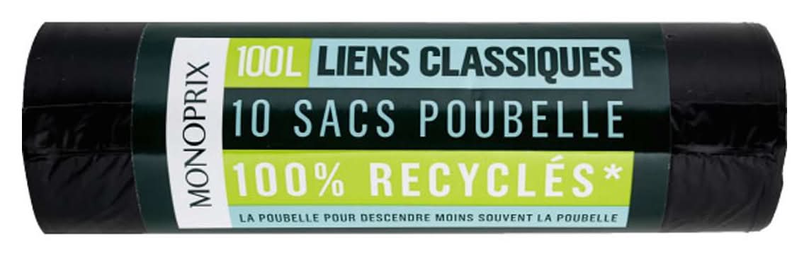 Monoprix - Sacs poubelle liens classiques, 100 L (10)