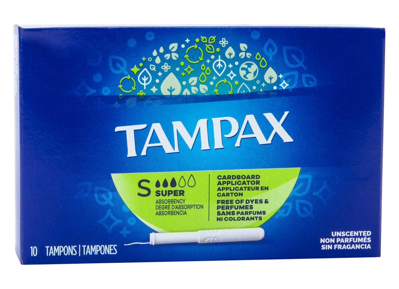 Tampax Cardboard Applicator Tampons 10-Count - Super Absorbency