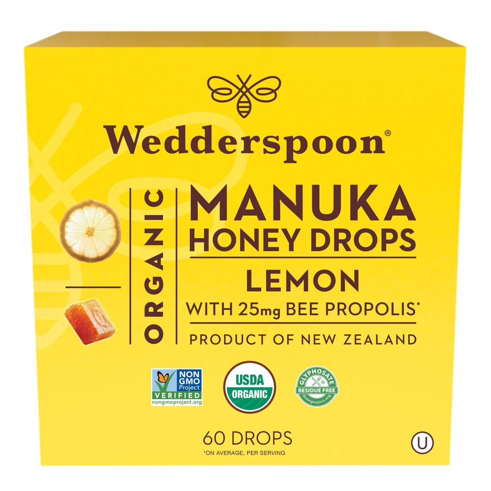 Wedderspoon Organic Manuka Honey Drops (lemon ) (60 ct)