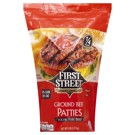 First Street 80% Lean 20% Fat Ground Beef Patties (20 ct)