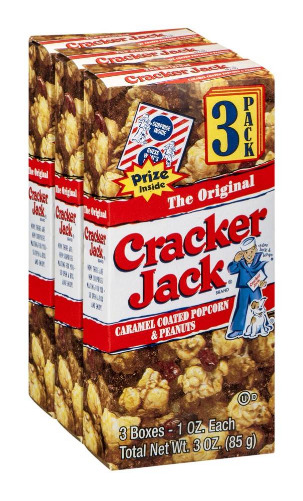 Cracker Jack The Original Coated Popcorn and Peanuts, Caramel (3 x 1 oz)
