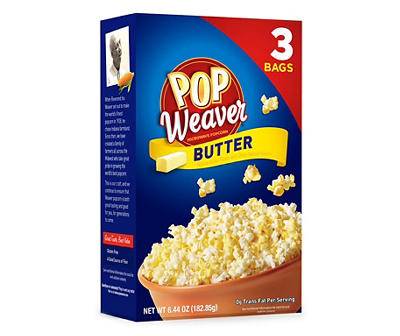 Pop Weaver Butter Microwave Popcorn (3x 6.5oz cartons)