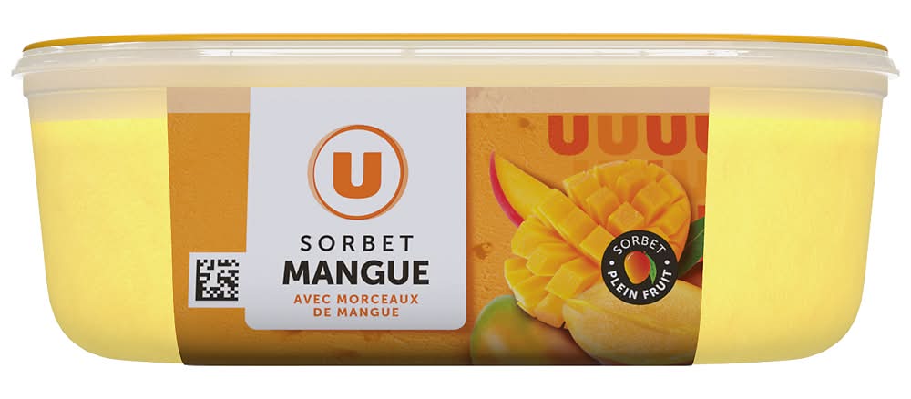 Les Produits U - Bac sorbet plein fruit mangue (650g)
