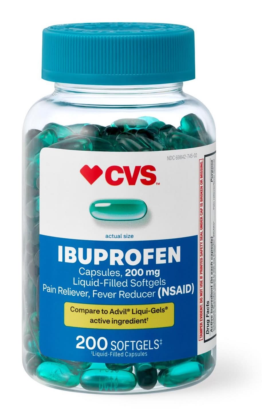 CVS Health Ibuprofen Liquid Filled Pain Reliever Softgels (200 ct)