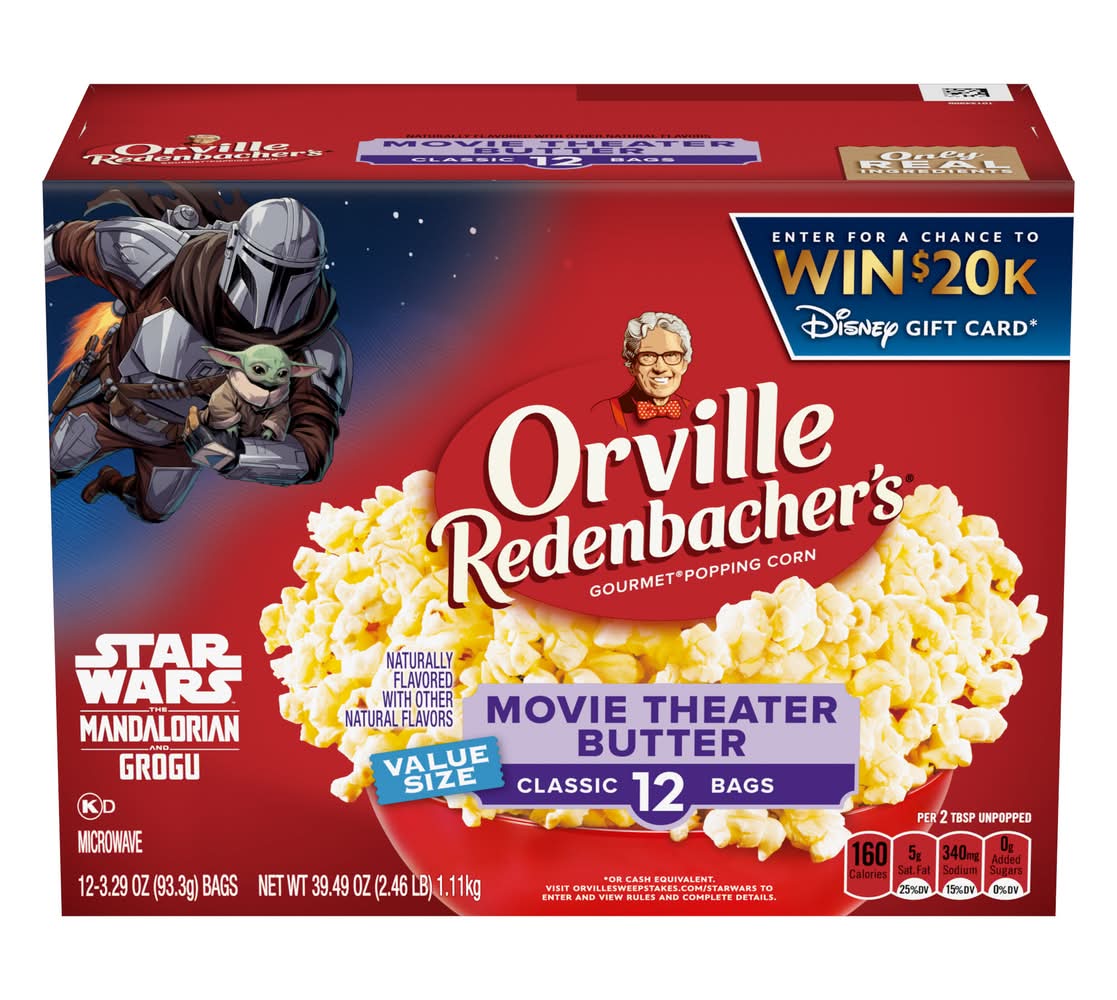 Orville Redenbacher's Microwave Popcorn, Movie Theater Butter (39.5 oz, 12 ct)