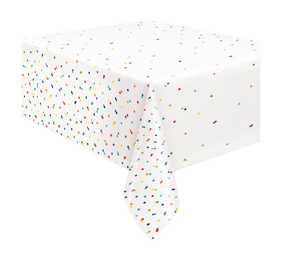 321 Party! Happy Polka Dots Birthday Plastic Tablecloth 84" X 54"