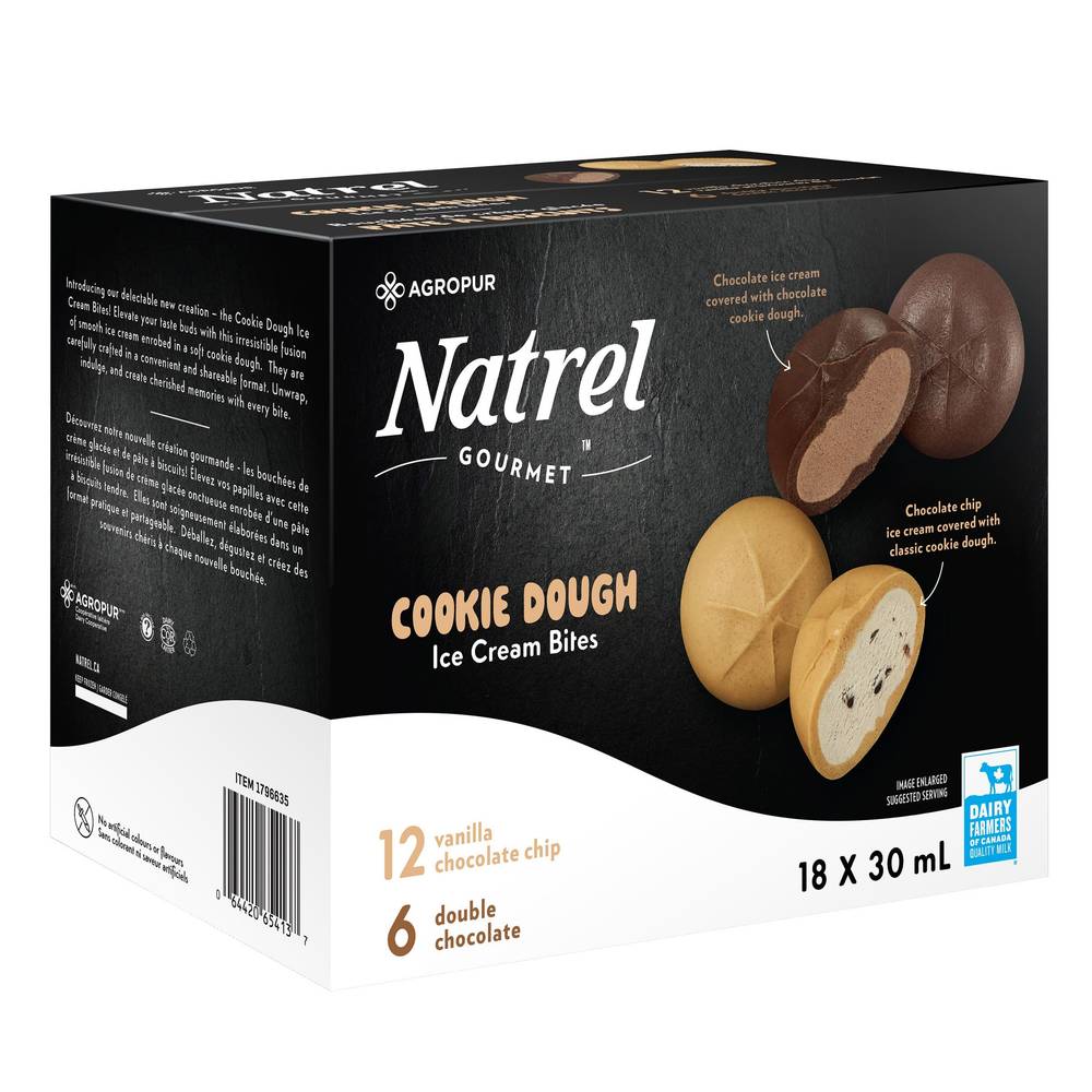 Natrel Gourmet Cookie Dough Ice Cream Bites, 18 × 30 Ml