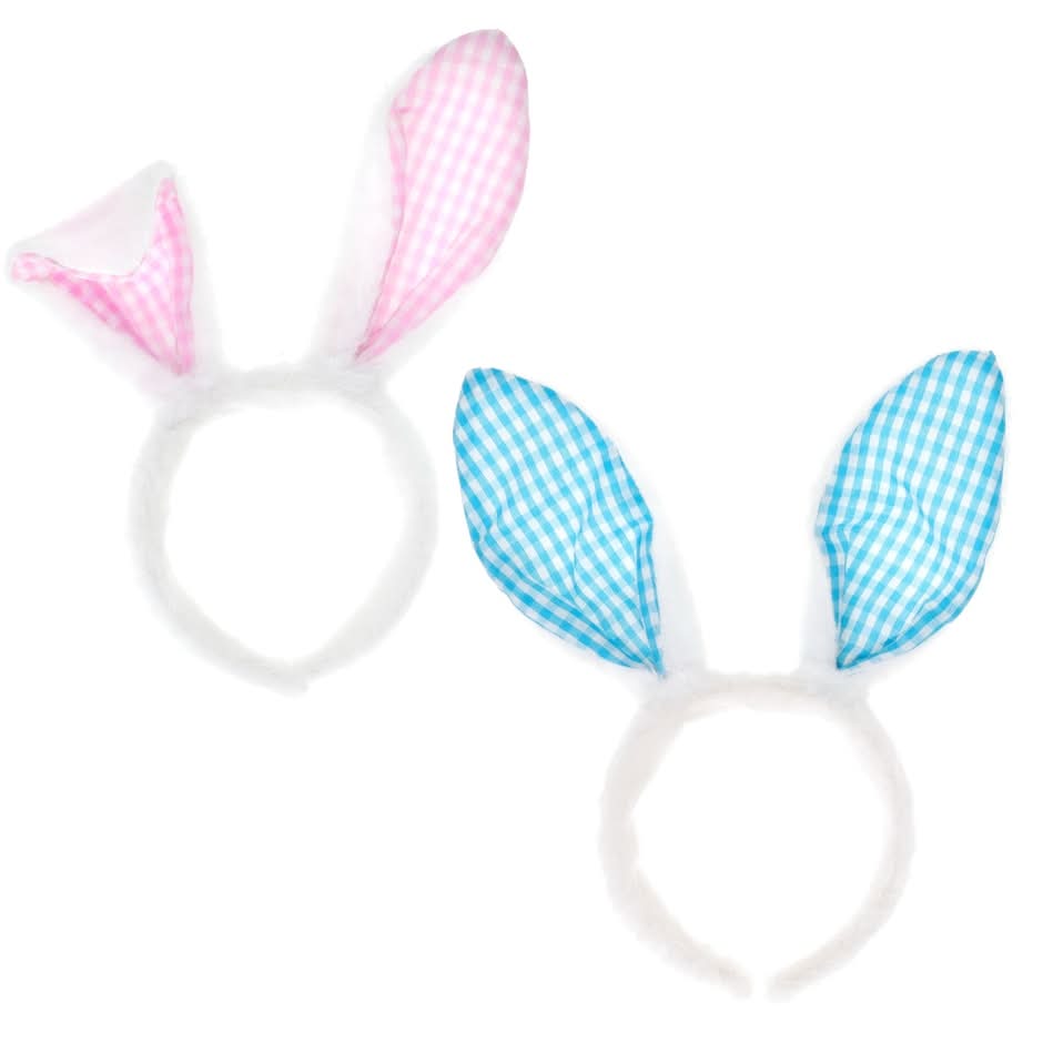 Fabric Gingham Easter Bunny Ears Headband, 1 ct.