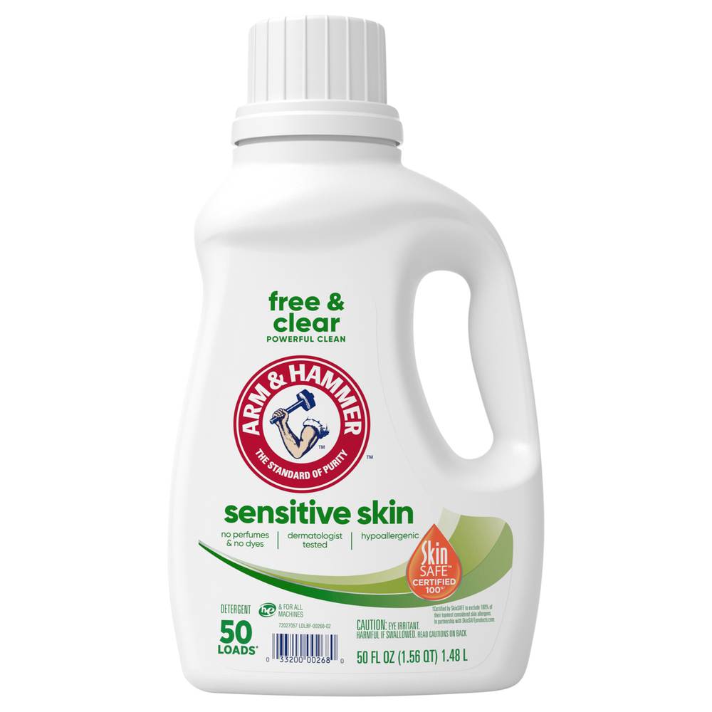 Arm & Hammer Liquid Laundry Detergent Sensitive Skin Free & Clear, 50 Loads, 50 fl oz