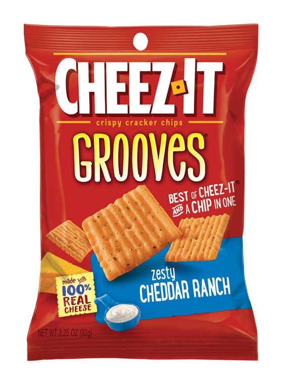 Cheez-It Grooves Zesty Cheddar Ranch Crackers 3.25 Oz Pegged