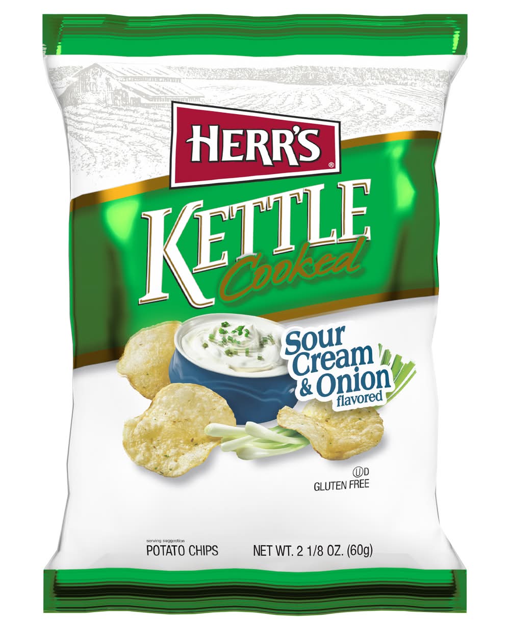 Herr's Kettle Cooked Potato Chips, Sour Cream & Onion (2.12 oz)