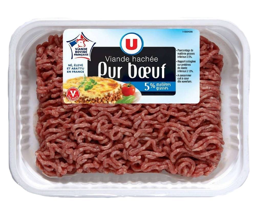 Les Produits U - Viande hachée pur boeuf 5% mg (350g)