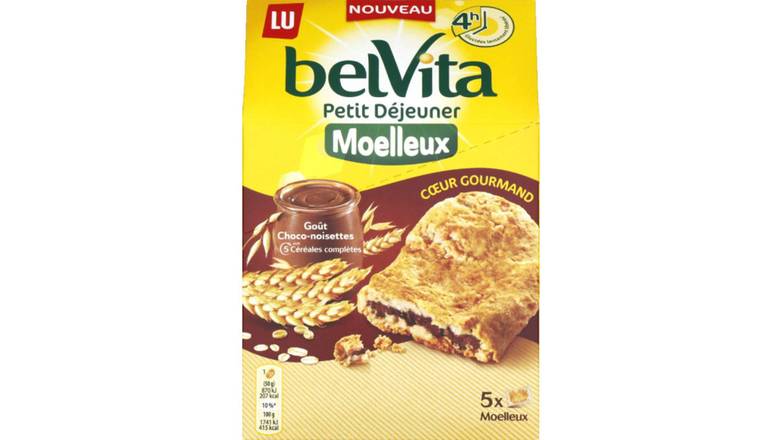 Belvita Biscuits moelleux goût choco-noisettes Les 5 sachets, 250g