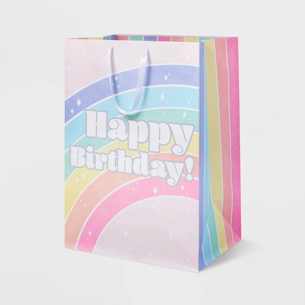 Spritz Colossal Happy Birthday Rainbow Gift Bag, Assorted
