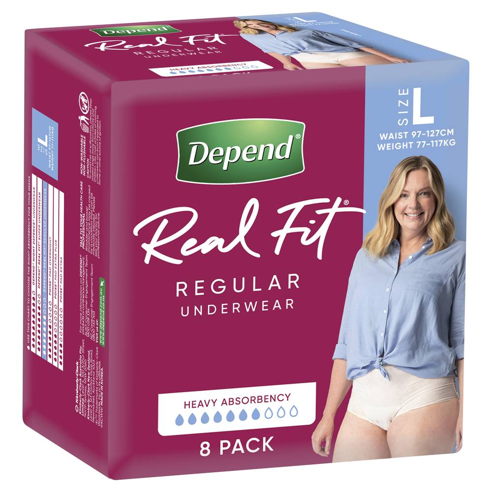 Depend Real Fit Ladies Underwear, Large (8 pack)