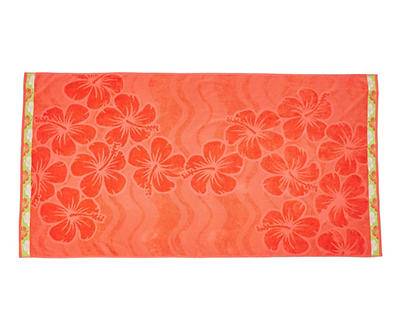 Tropical Floral Beach Towel (orange-green)