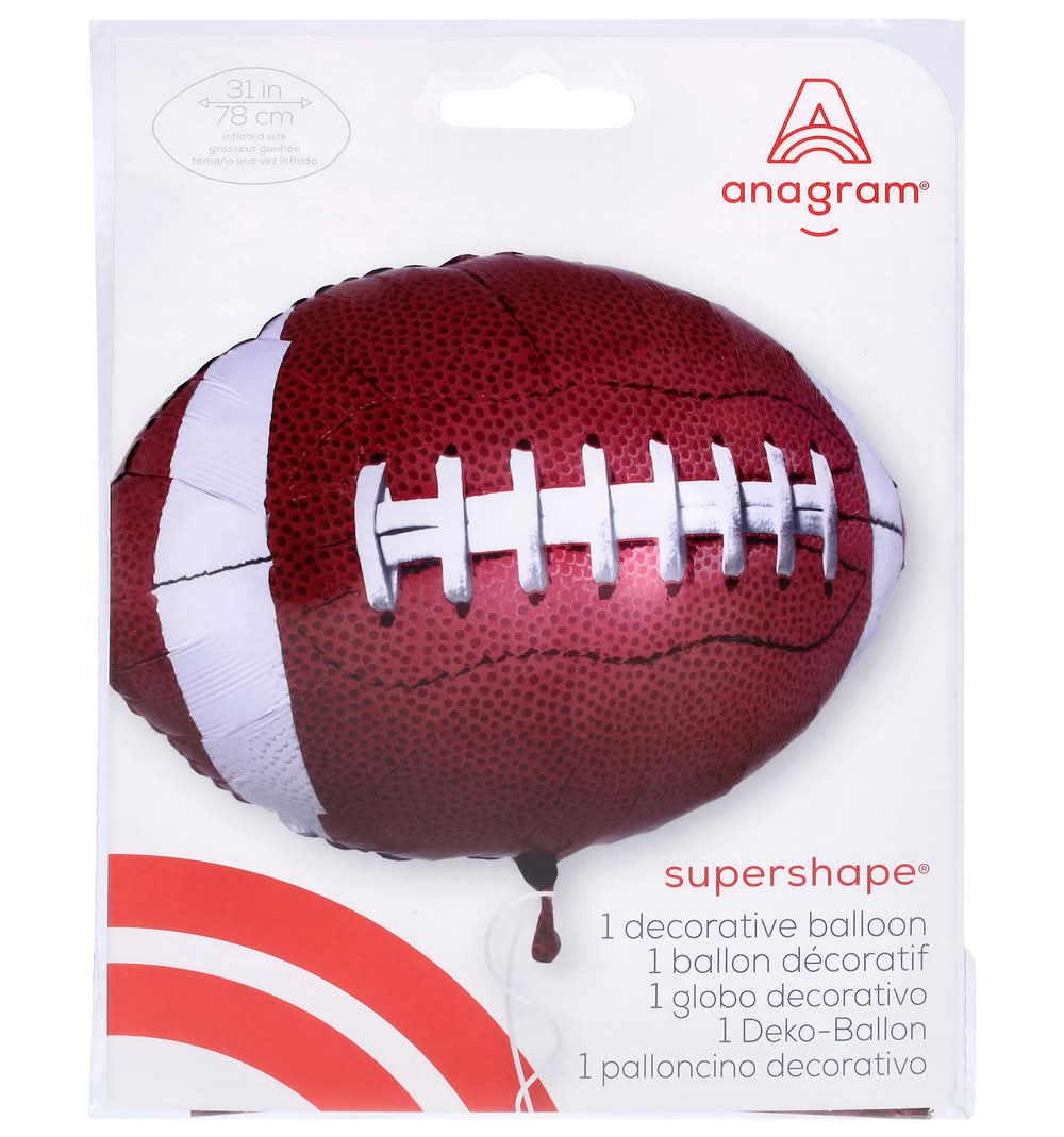 Inflated 31" Game Time Football Shaped Mylar Balloon